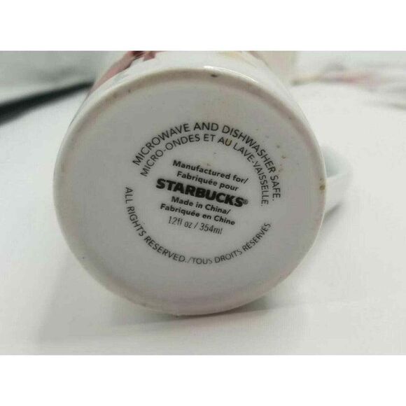 Starbucks Coffee Mug Cup Christmas Holiday 12oz Red Gold House Scene Xmas Winter - Picture 6 of 6